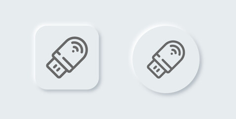 Usb modem line icon in neomorphic design style. Network signs vector illustration.
