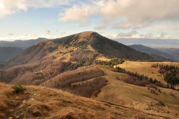 A view of the mountain landscape. Autumn landscape in mountains. 