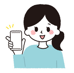 スマホを操作する女性のイラスト。