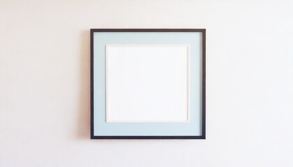 square frame with poster mockup on the white wall front view 3d rendering
