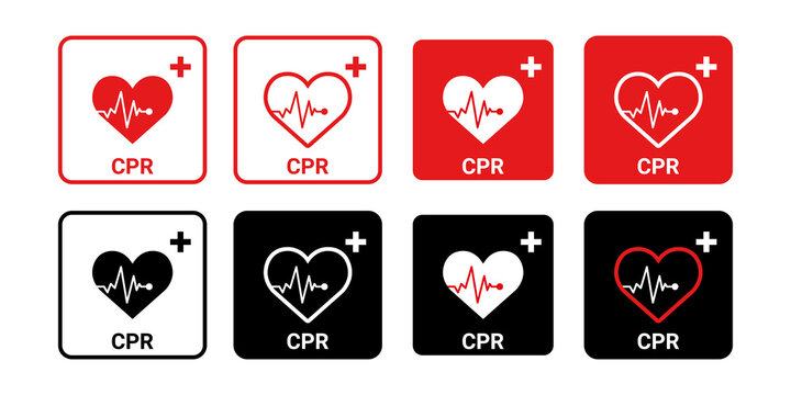 Collection of cpr icon transparent background.