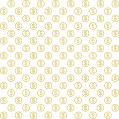 Dollar seamless pattern. White background.