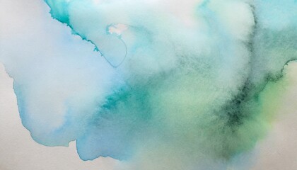 ink watercolor landscape smoke flow stain blot on wet paper texture background pastel blue green colors