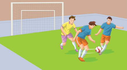 Football players playing football in the field © Vector Club