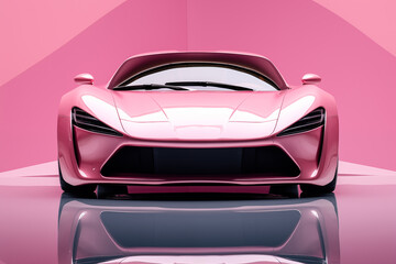 Pink sports car on a pink background
