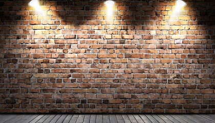 old rough brick wall illuminated by spotlights 3d rendering