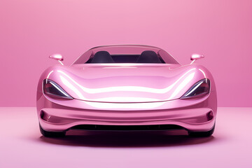 Pink sports car on a pink background