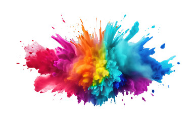 Powder explosion with a variety of colors splash isolated on transparent background. PNG file, cut out