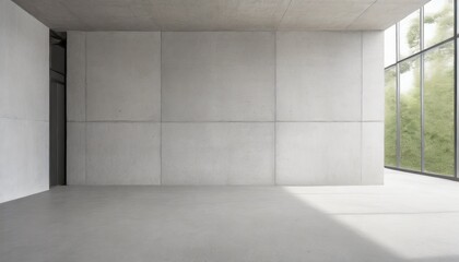 Fototapeta premium abstract empty modern concrete room with divider walls rough floor and outside courtyard industrial interior background template