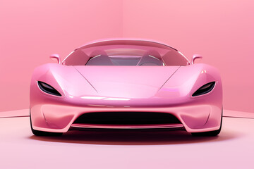 Pink sports car on a pink background