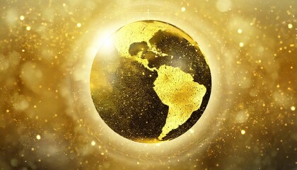 illustration of golden globe of the earth planet from particulars