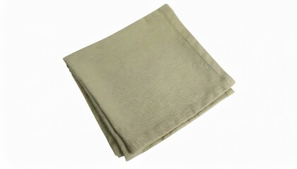 olive color folded cotton napkin isolated kitchen towel top view element for design