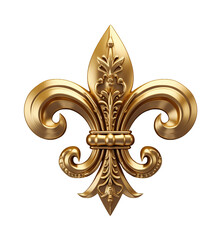 Golden fleur de lis motifs isolated on transparent background. PNG file, cut out - obrazy, fototapety, plakaty