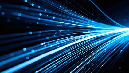 futuristic blue light streak illustrating high speed fiber optic line perfect for technology and innovation backgrounds