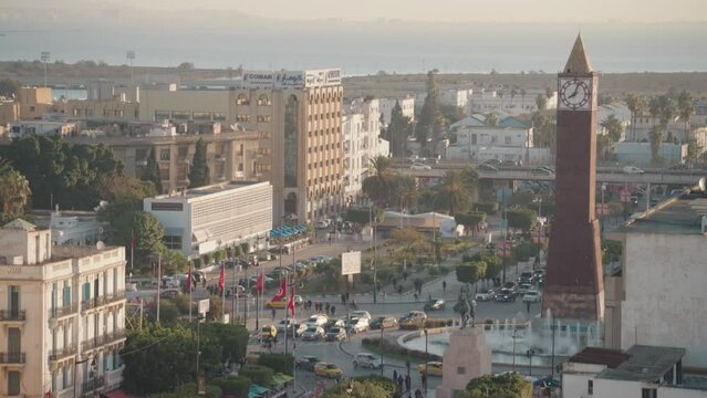 Avenue Habib Bourguiba Clock Tower and Memorial to President Habib Bourguiba Victory Day Monument Tunis, Tunisia