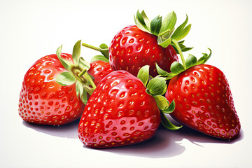 Fresh Strawberries on White Background
