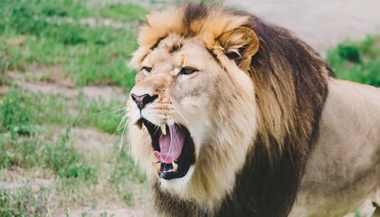 angry roaring lion closeup ai