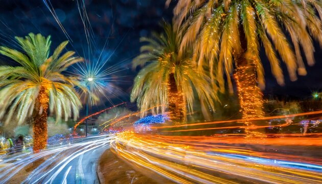 arizona festive chaos decorative palms long exposures and holiday shopping commotion featuring ornaments and a car