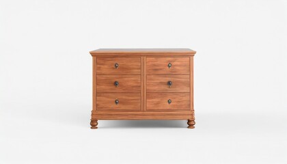 wooden bureau large chest mockup isolated on white background 3d rendering
