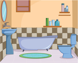 Fototapeta na wymiar Modern bathroom interior vector illustration