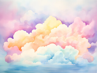 Colorful clouds  background watercolor  