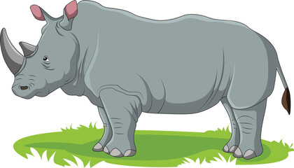 Rhinoceros standing on grass illustration