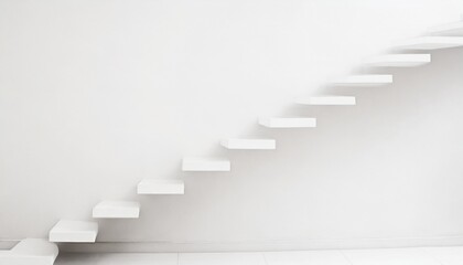 Fototapeta na wymiar white stairs or steps going up on white wall background business achievement or career goal concept