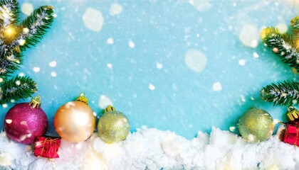Fototapeta na wymiar christmas background with balls and snow copy space ai