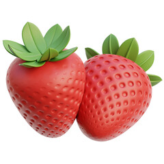 PNG 3D strawberry icon isolated on a white background