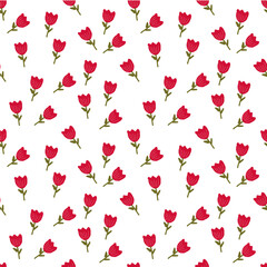 Tulips flowers pattern in png. Illustration for print, fabric, wallpaper.