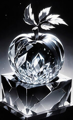 An epic crystal apple of black and white crystal