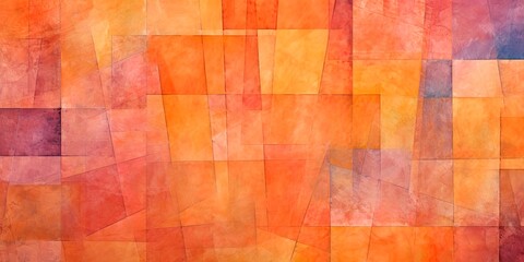 Artistic textured abstract canvas in orange, red, yellow. Parchment, paper-like surface, shapes for a colorful backdrop. Retro, vintage banner, card. Vintage-inspired illustration, modern art.