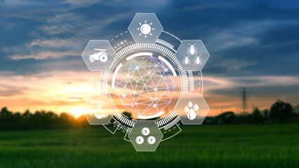 Infographics smart farming and precision agriculture with visual icon, Innovation technology for...