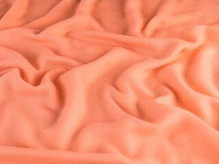 Textured peach color fabric, color of the year 2024 Peach Fuzz