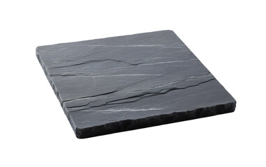 Close-Up View of Real Slate Coaster Isolated on Transparent Background PNG.