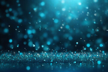 Highlight the enchanting allure of turquoise-blue particles in an abstract bokeh background.