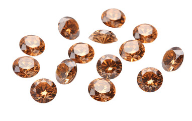 Real Photo of Small Brown Diamonds Isolated on Transparent Background PNG.