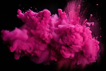 Fototapeta na wymiar Explosion of magenta colored powder on black background