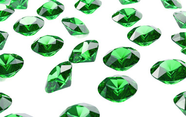 A Real Snapshot of Small Green Diamonds Isolated on Transparent Background PNG.