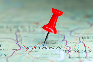 Ghana pin on map of Africa