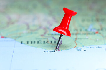 Harper, Liberia pin on map