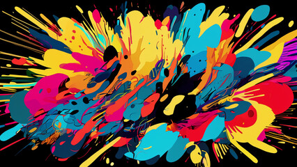 4K, wallpaper with colorful paint splatter pattern
