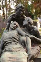 Cimitero Monumentale, historic cemetery in Milan, Italy. A tomb