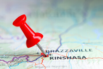 Kinshasa, Congo pin on map
