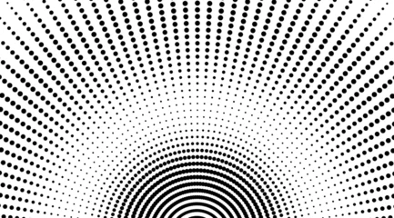 Rolgordijnen Black and white abstract background patter, circular halftone dots vector design.   © Olga Tsikarishvili