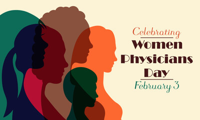 Women Physicians day is observed every year on February 3, Vector illustration - obrazy, fototapety, plakaty