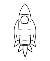 Cute and funny coloring page of a rocket. Provides hours of coloring fun for children. To color this page is very easy. Suitable for little kids and toddlers.