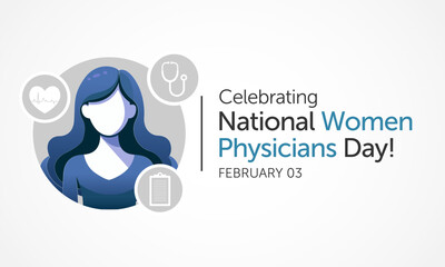 Women Physicians day is observed every year on February 3, Vector illustration