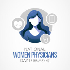 Women Physicians day is observed every year on February 3, Vector illustration