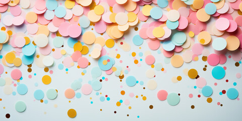 Multicolored pastel confetti birthday banner with space for text © Katrin_Primak